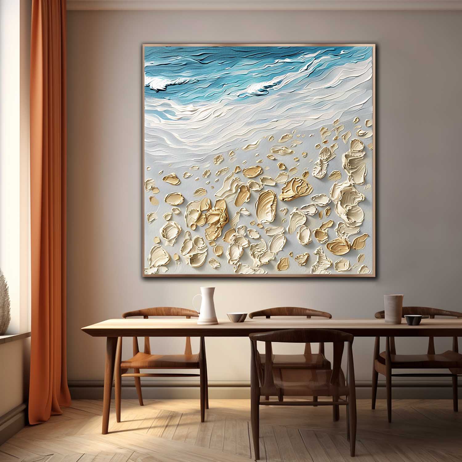 3D Coast Shell Beach Texture Painting Coast Shell Beach Texture Canvas Wall Art Decoration Hanging Painting