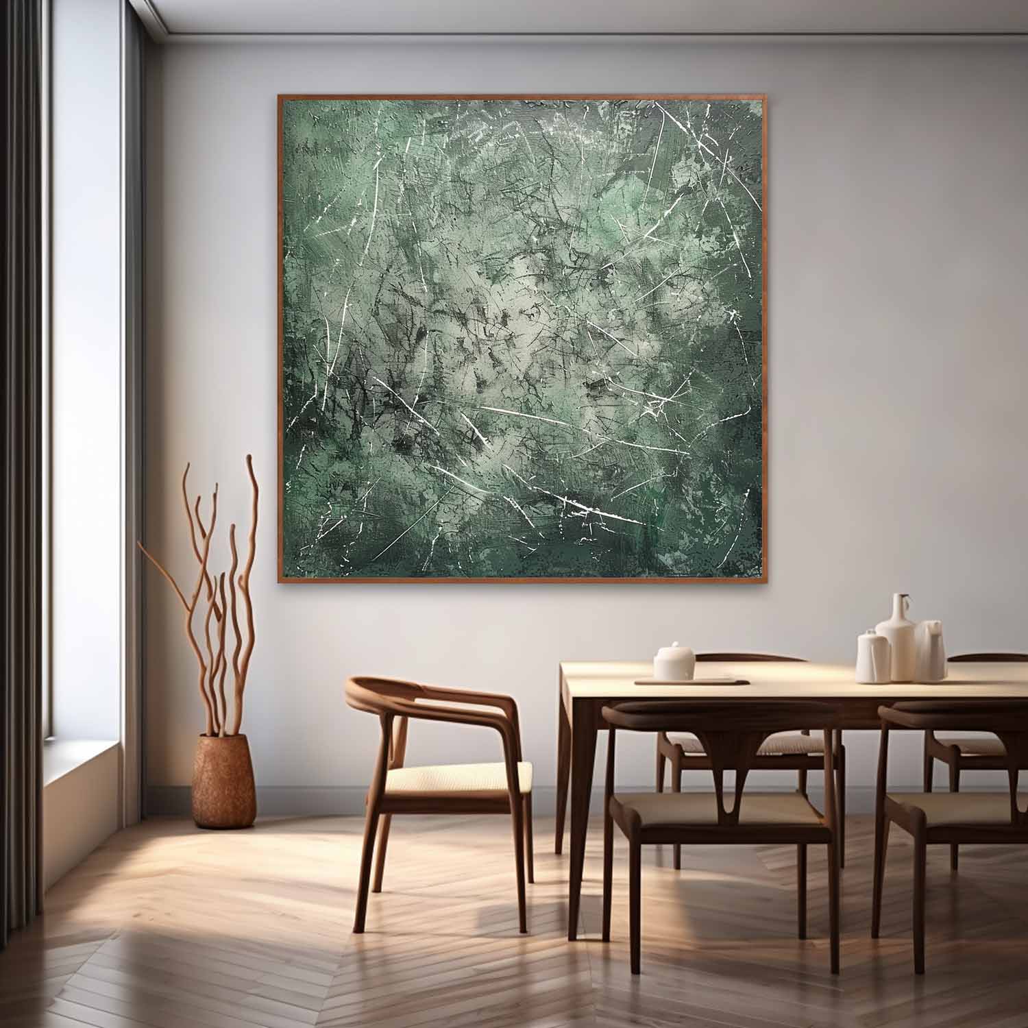Large Green Modern Wall Decor Painting Green Abstract Canvas Art for Sale