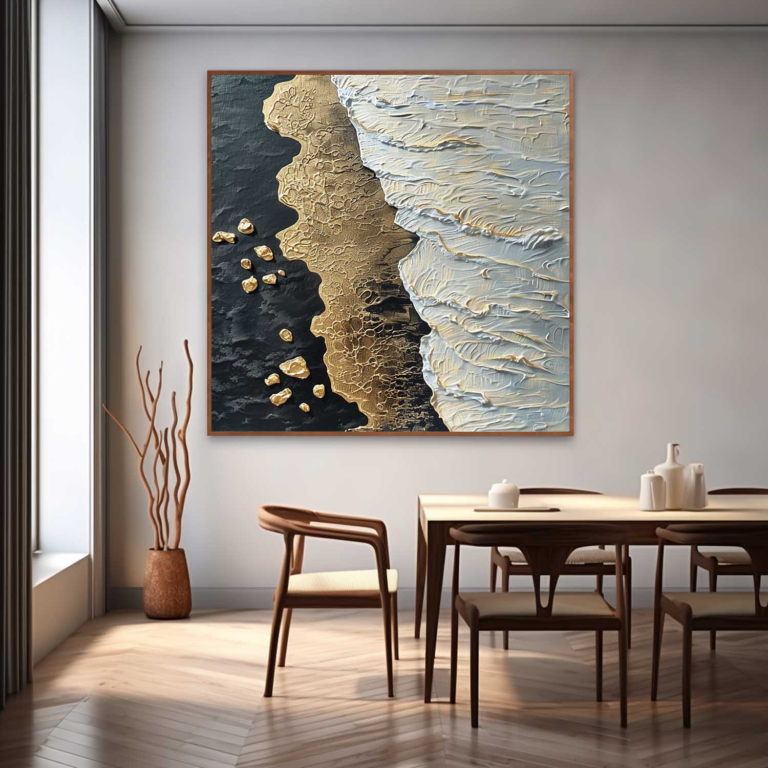 White and Gold Ocean Waves Beach Wall Art for Sale Gold and White Ocean Texture Painting Gold Ocean Art