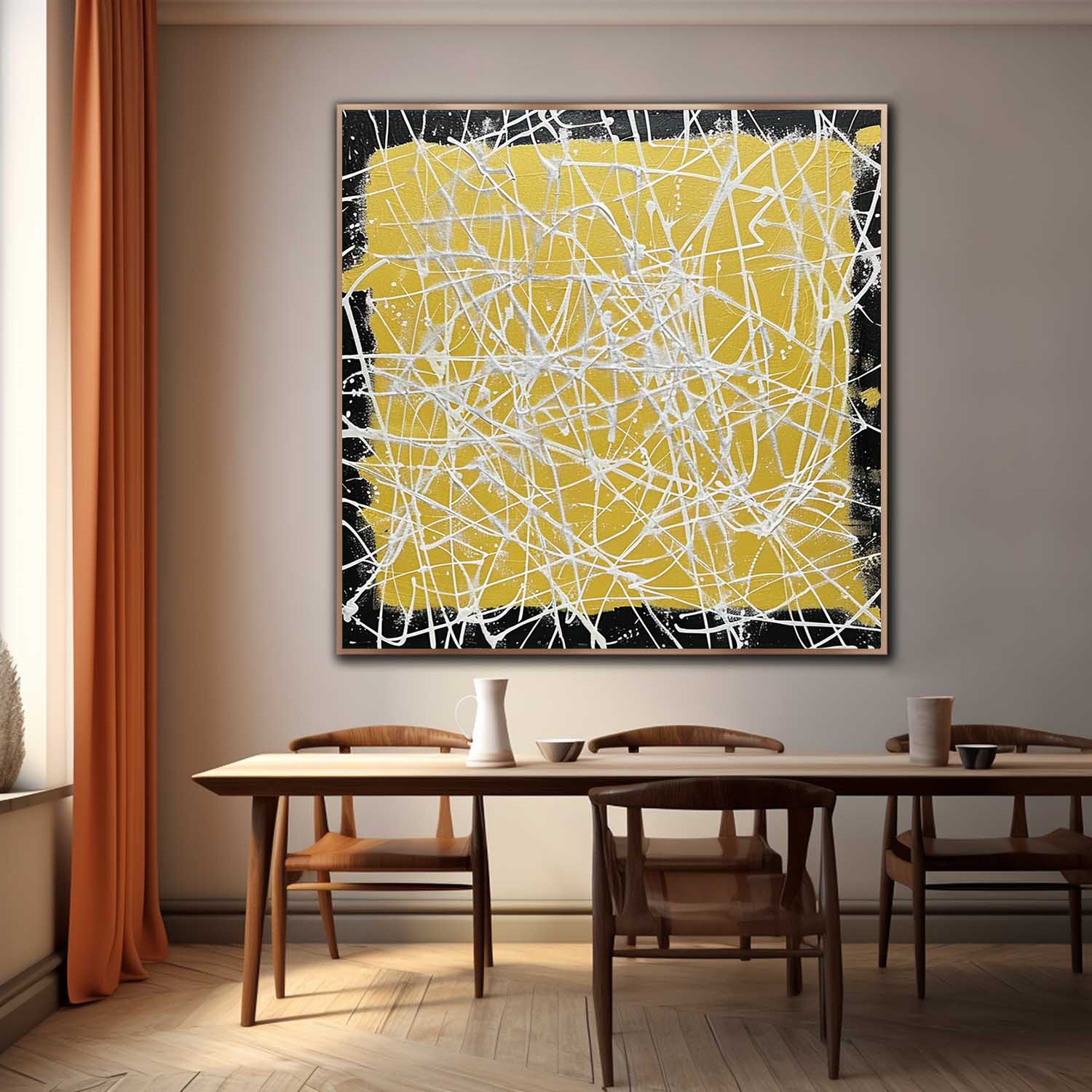 White and Yellow Abstract Textured Canvas Wall Art White and Yellow Abstract Minimalist Oil Painting