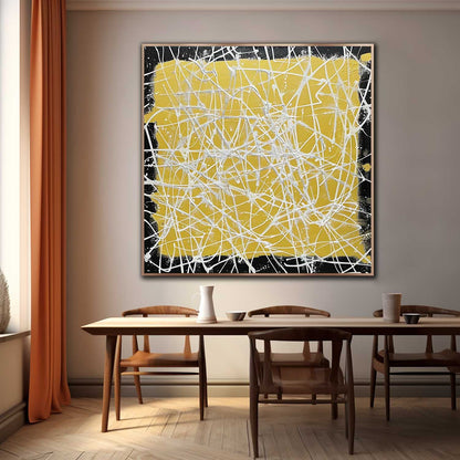 White and Yellow Abstract Textured Canvas Wall Art White and Yellow Abstract Minimalist Oil Painting