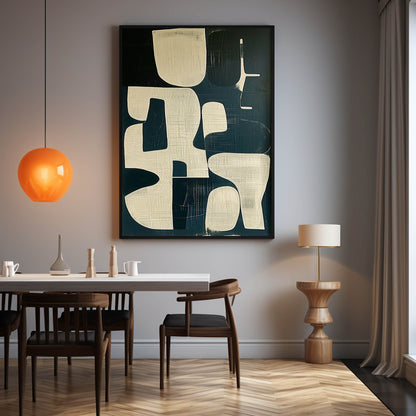 Beige and Black Minimalist Abstract Art Wabi-Sabi Wall Art Beige and Black Texture Canvas Painting