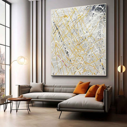 White and Yellow Abstract Canvas Art for Sale White and Yellow Abstract Wall Art Decoration Painting