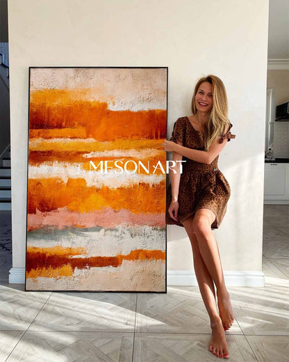 Fall Color Abstract Painting Large Art Modern Fall Canvas for Home