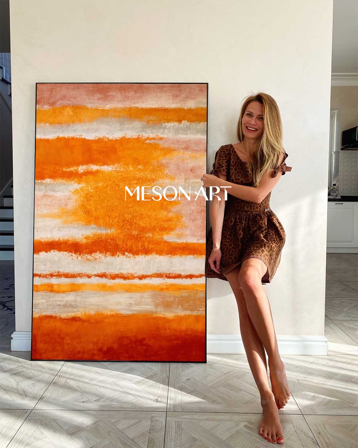 Fall Art Abstract Painting Large Wall Decor for Autumn Colors Home