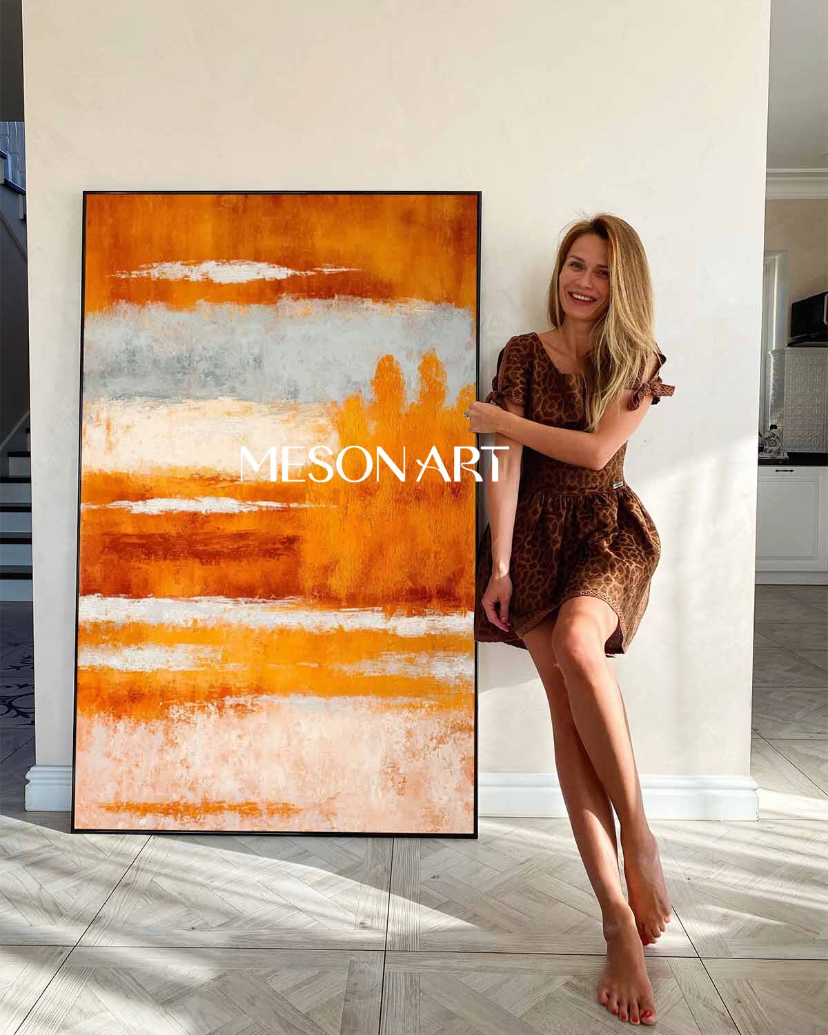 Autumn Colors Abstract Painting Modern Fall Canvas for Living Room