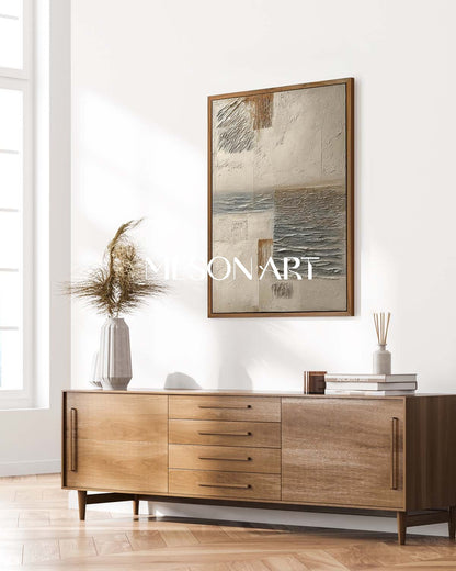 Large 3D Neutral Abstract Canvas Art Beige Texture Painting Wabi-Sabi Wall Art Decor