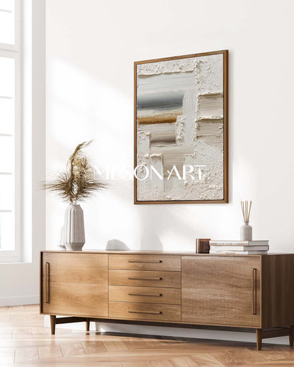 3D Creamy White Textured Painting Creamy White Abstract Canvas Art Creamy White Minimalist Wall Art