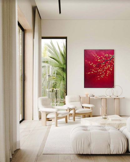 Yellow Flower Texture Painting Yellow Plum Blossom Canvas Wall Art Decoration For Sale