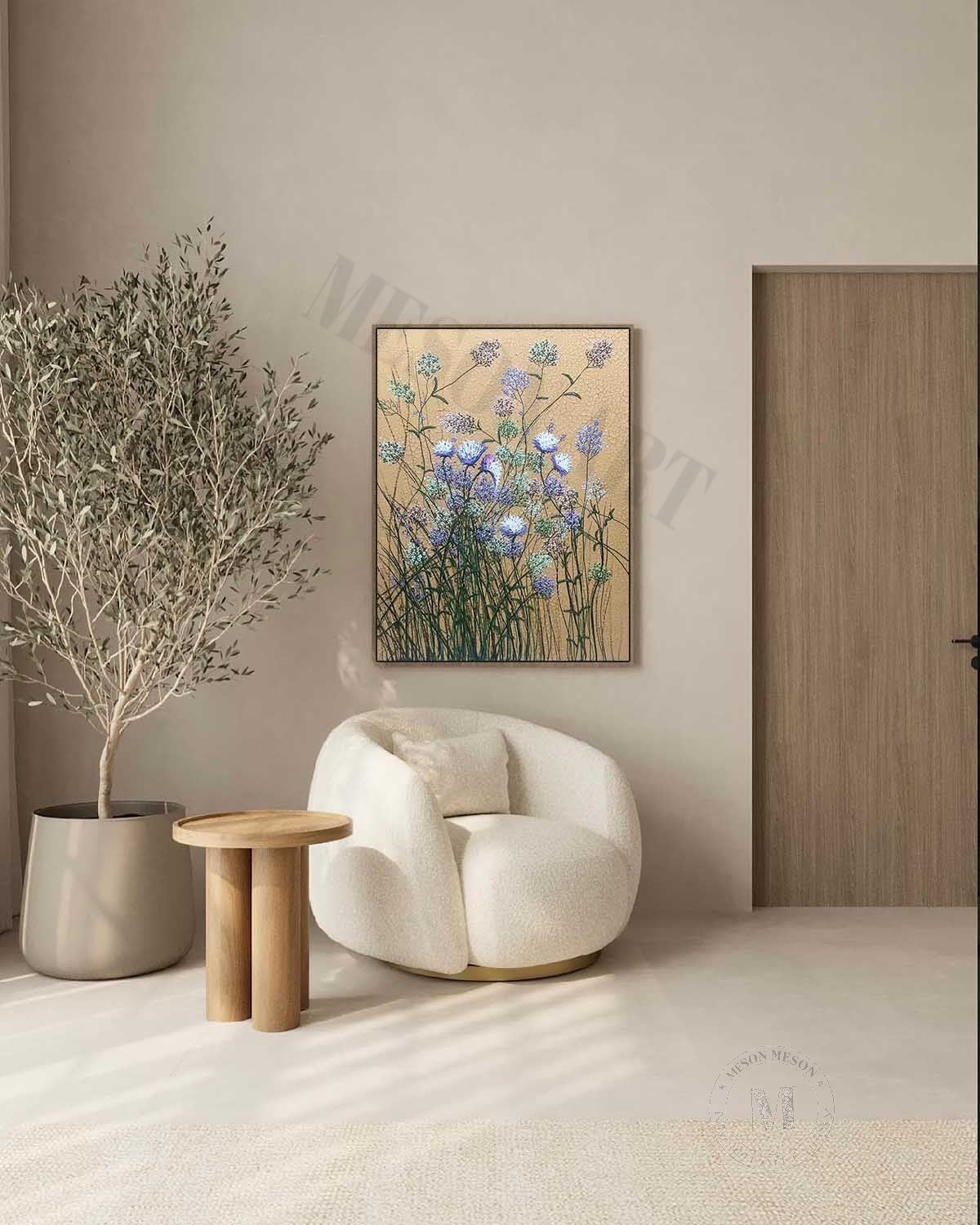 Blue Flower Texture Painting Blue Flower Art On Canvas Flower Decoration Wall Painting