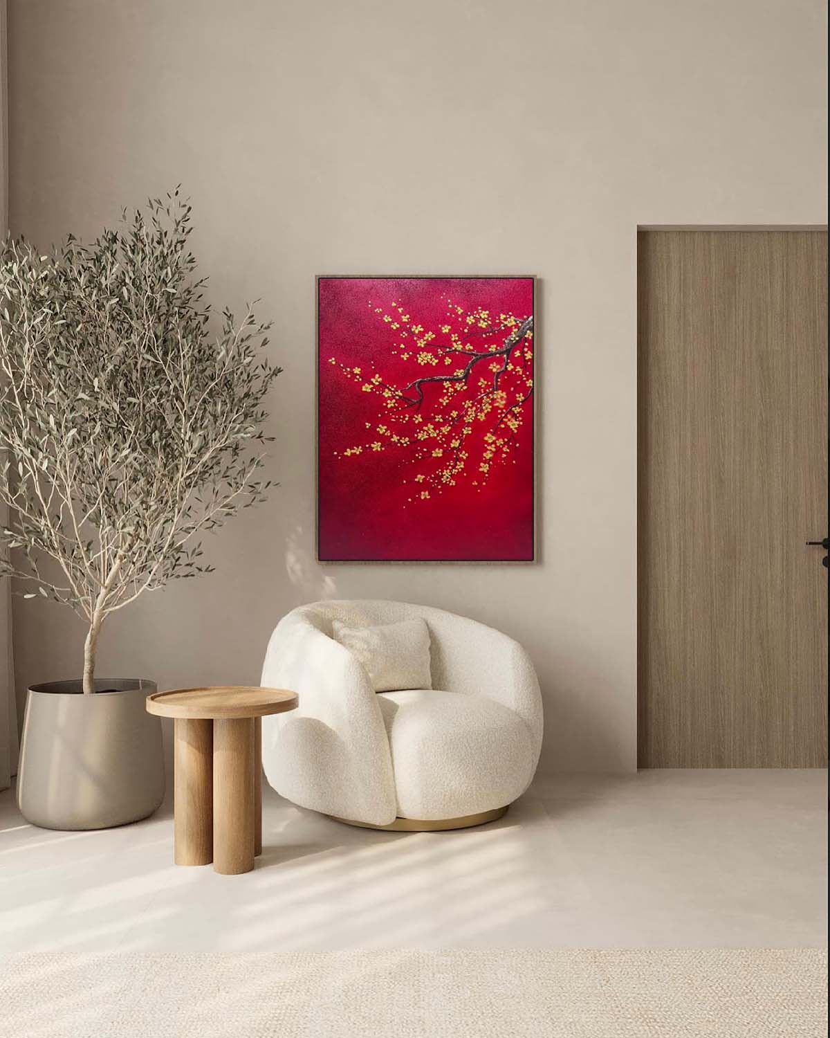 Yellow Flower Texture Painting Yellow Plum Blossom Canvas Wall Art Decoration For Sale
