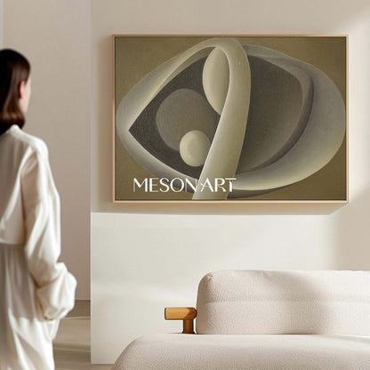 Large Minimalist Taupe Gray Original Painting Dining Room Wall Art Decor