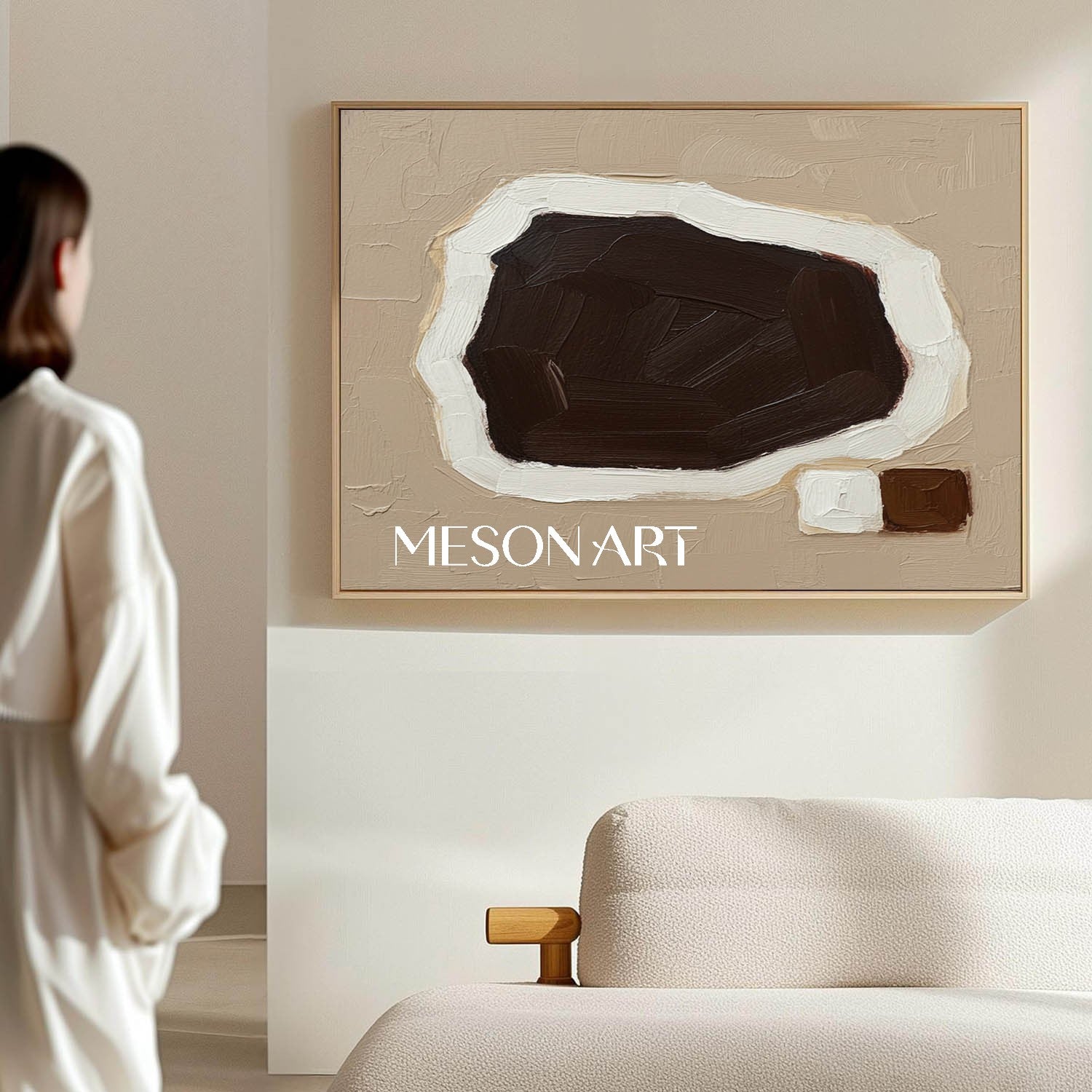 Wabi Sabi Calm Neutral Tone Abstract Canvas Hallway Yoga Studio Online