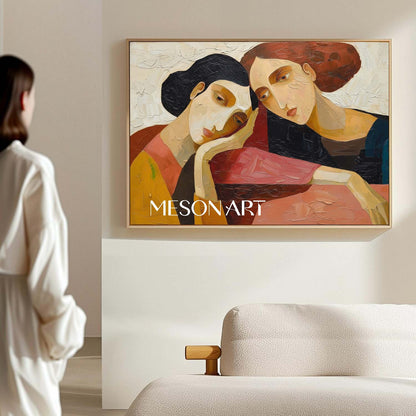 Large Modern Textured Emotional Canvas Bedroom Expressionist Art