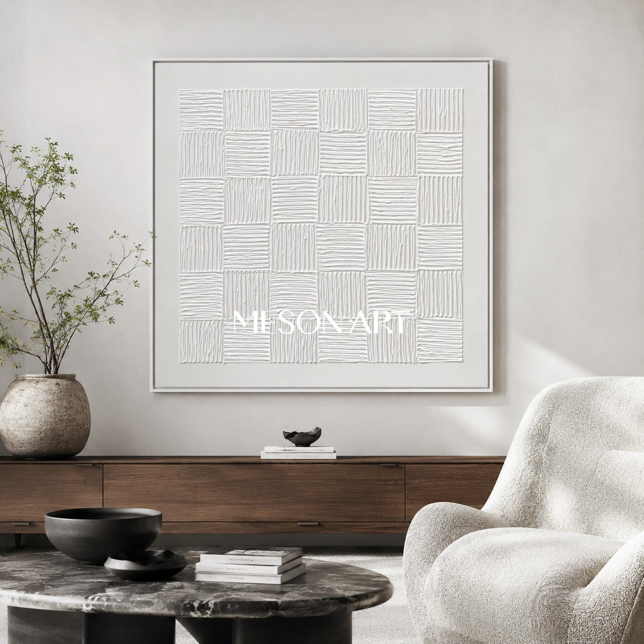 White 3D Plaster Art White 3D Abstract Painting White 3D Textured Acrylic Canvas Art White Minimalist Art