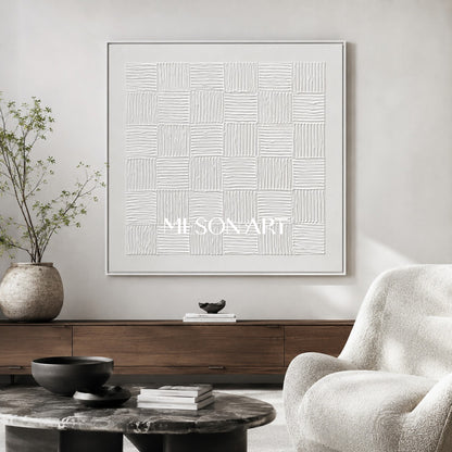 White 3D Plaster Art White 3D Abstract Painting White 3D Textured Acrylic Canvas Art White Minimalist Art