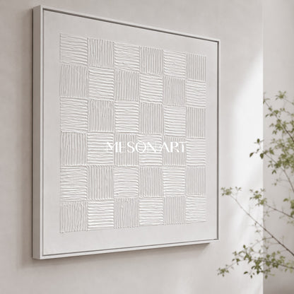 White 3D Plaster Art White 3D Abstract Painting White 3D Textured Acrylic Canvas Art White Minimalist Art