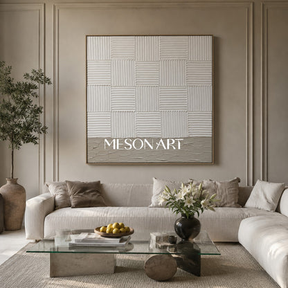 White 3D Textured Wall Art White Plaster 3D Abstract Painting White 3D Minimalist Canvas Art