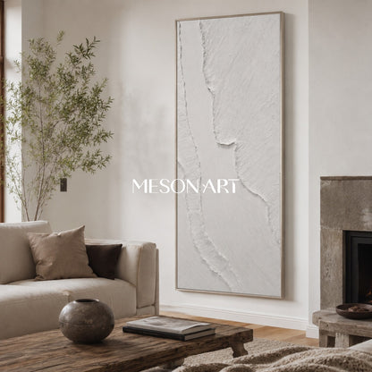 Large White 3D Abstract Canvas Art White Plaster Wall Art Textured Art Minimalism Painting Textured Wall Art