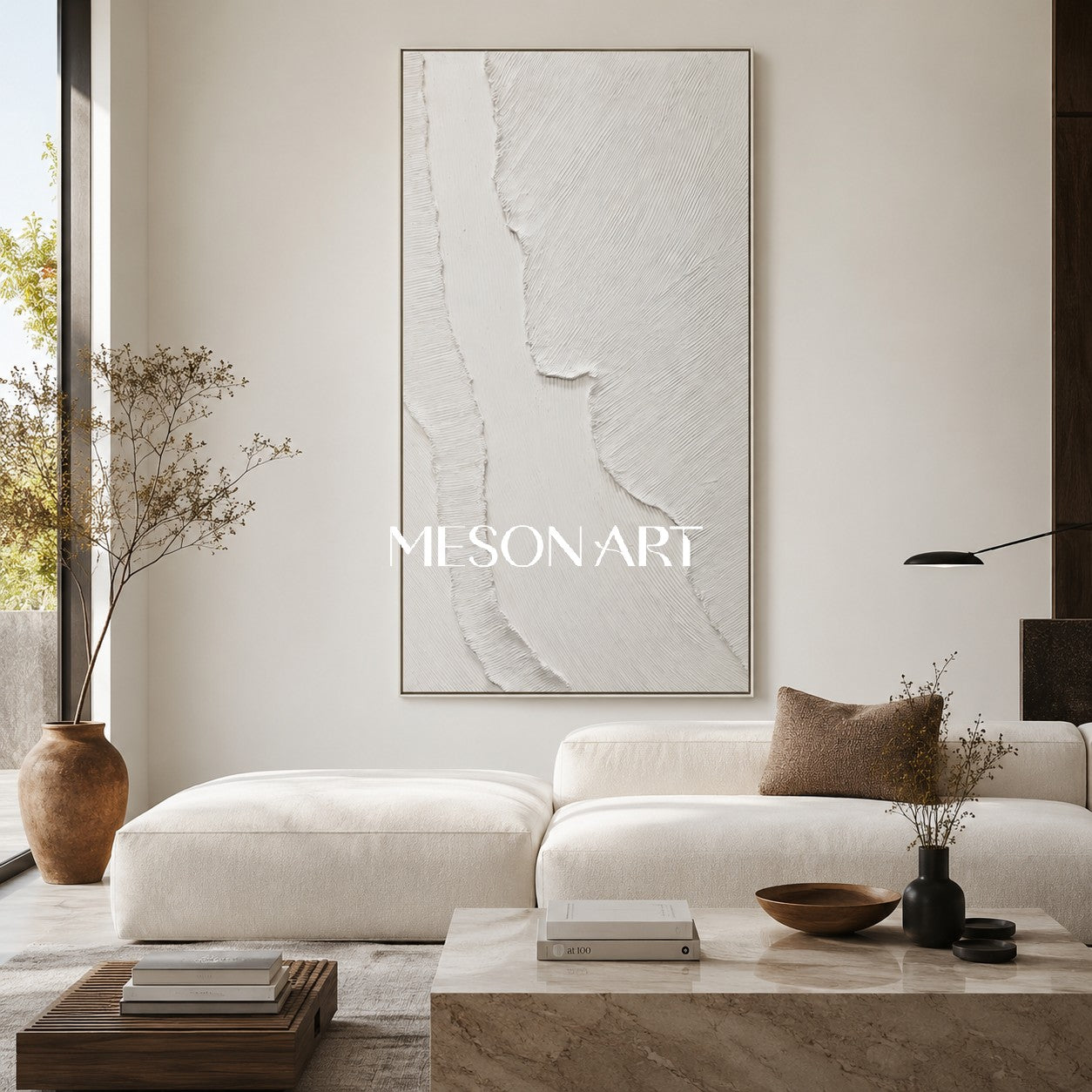 Large White 3D Abstract Canvas Art White Plaster Wall Art Textured Art Minimalism Painting Textured Wall Art