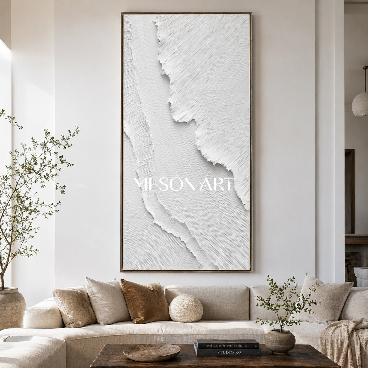 Large White 3D Abstract Canvas Art White Plaster Wall Art Textured Art Minimalism Painting Textured Wall Art