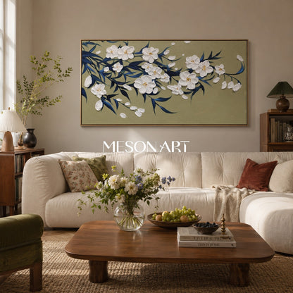 Large 3D Flowers Oil Painting Panoramic Flowers Texture Wall Art Home Decor Flowers Canvas Art Wabi-sabi Art