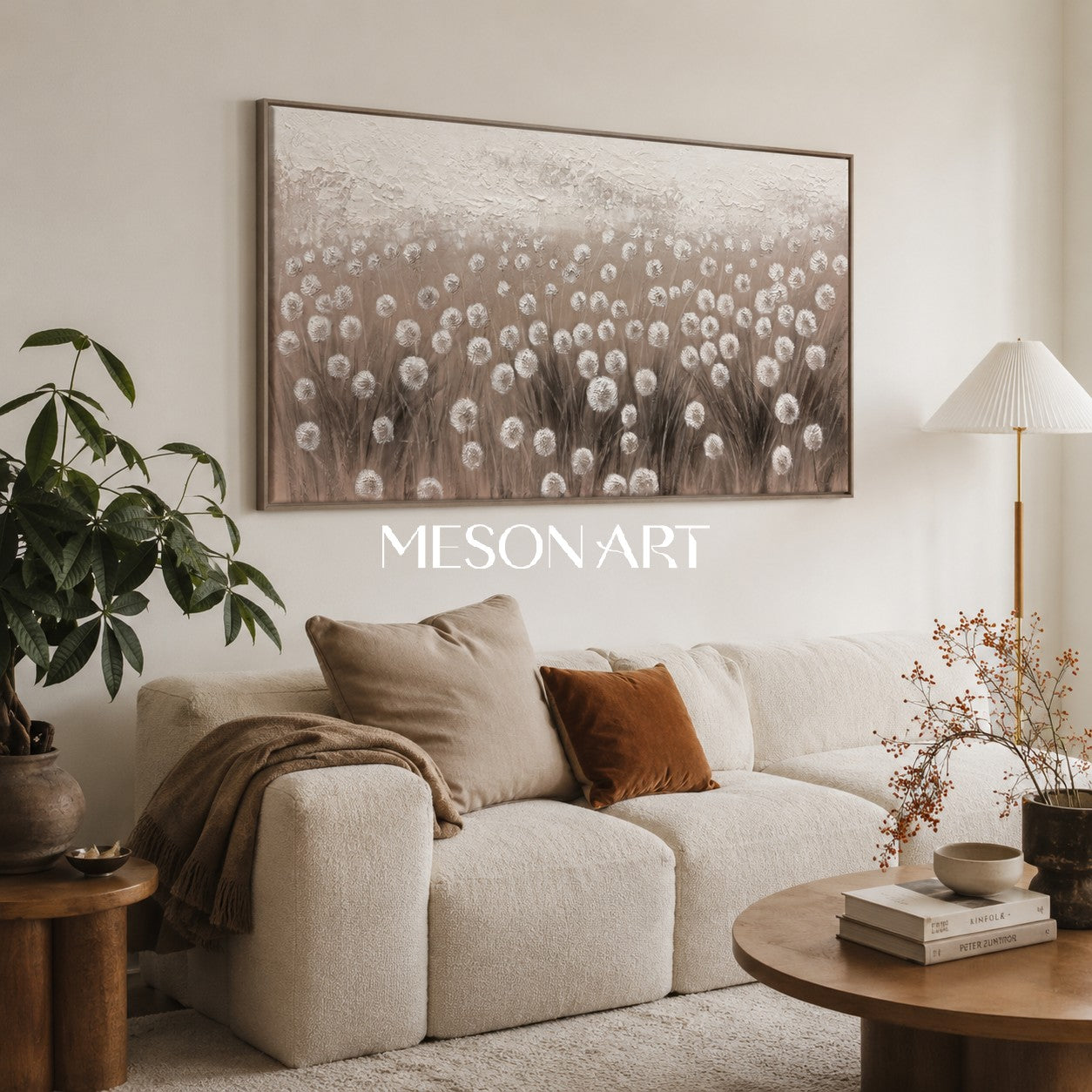 Wabi-Sabi Oil Painting Wabi-Sabi Wall Art Large Textured Canvas Painting Panoramic Plant Decorative Painting