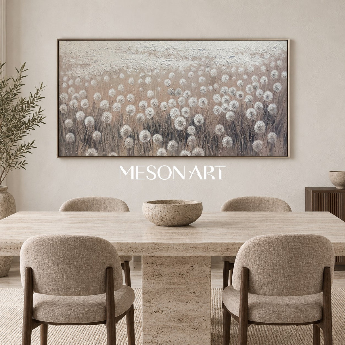 Wabi-Sabi Oil Painting Wabi-Sabi Wall Art Large Textured Canvas Painting Panoramic Plant Decorative Painting