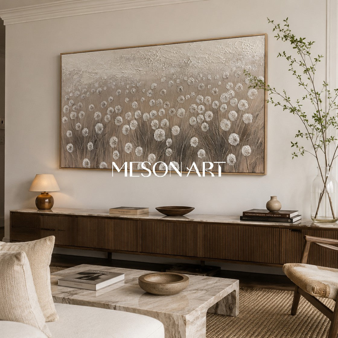 Wabi-Sabi Oil Painting Wabi-Sabi Wall Art Large Textured Canvas Painting Panoramic Plant Decorative Painting