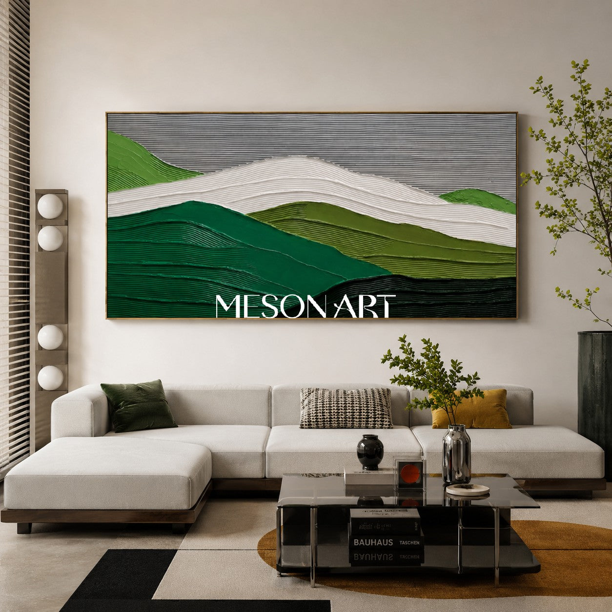 Large 3D Plaster Art Large 3D Green Abstract Painting Large 3D Green Textured Wall Art Minimalist Art
