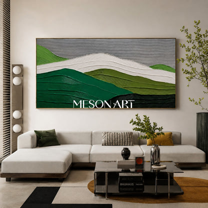 Large 3D Plaster Art Large 3D Green Abstract Painting Large 3D Green Textured Wall Art Minimalist Art