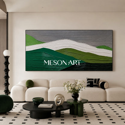 Large 3D Plaster Art Large 3D Green Abstract Painting Large 3D Green Textured Wall Art Minimalist Art