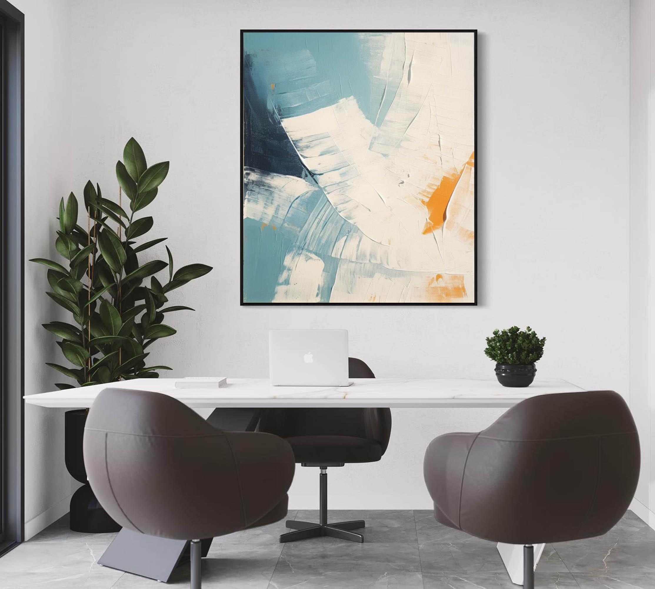 Blue and White Minimalist Wall Art Blue and White Texture Painting Living Room Minimalist Wall Decor