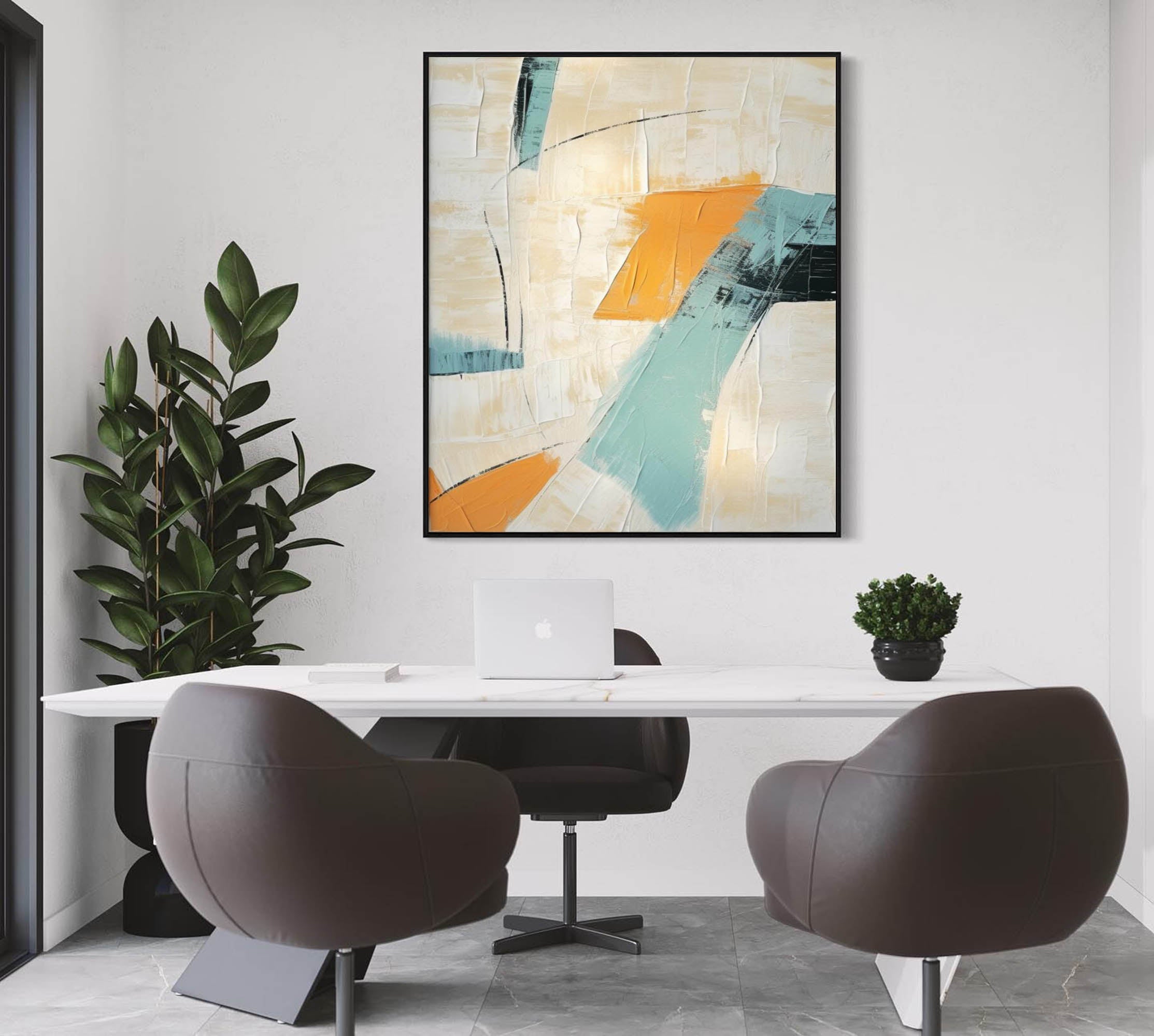 Beige and Blue Minimalist Canvas Wall Art Beige and Blue Texture Painting Blue Living Room Minimalist Wall Decor