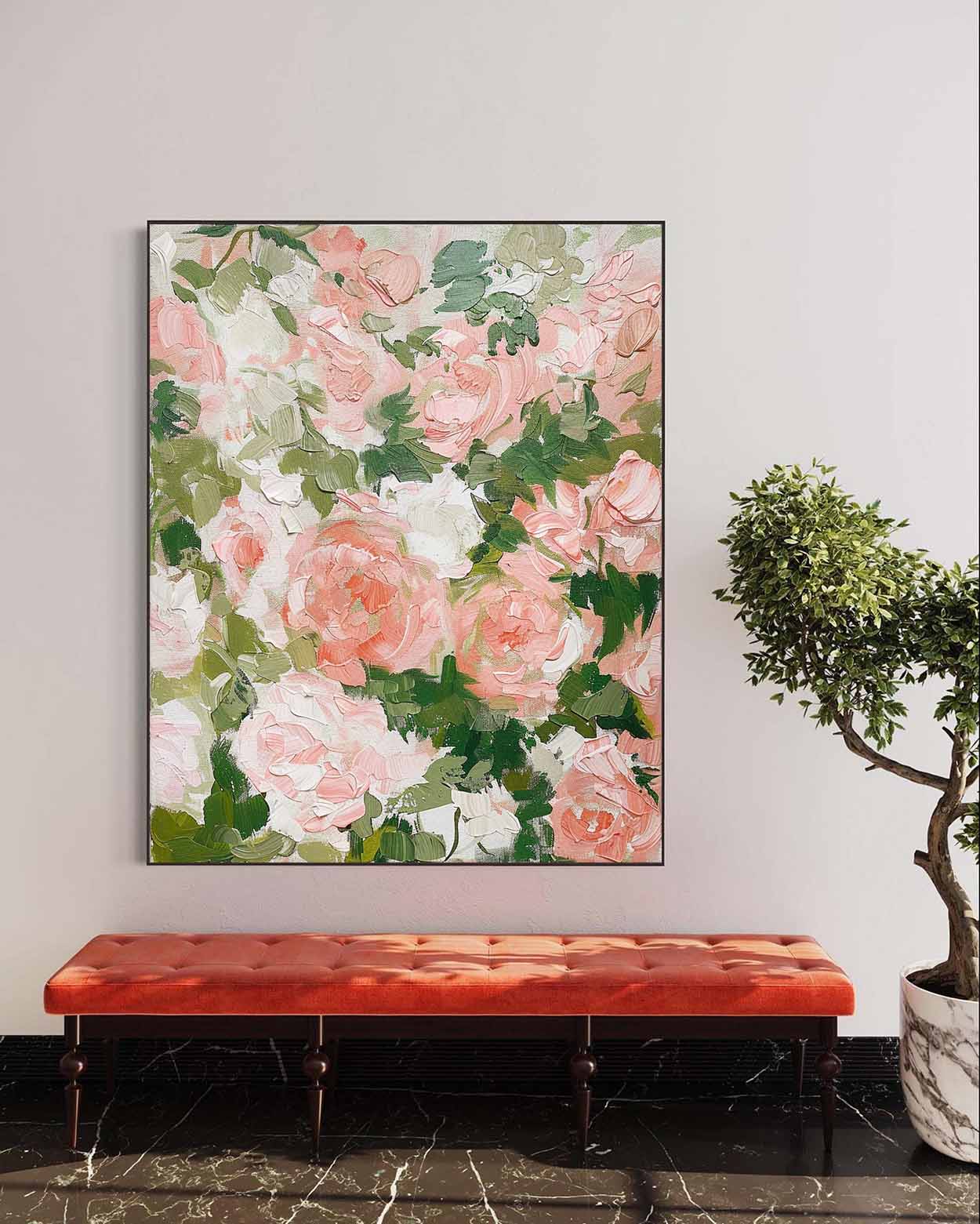 Large Contemporary Flowers Texture Oil Painting for Sale Flowers Abstract Canvas Wall Art Decor