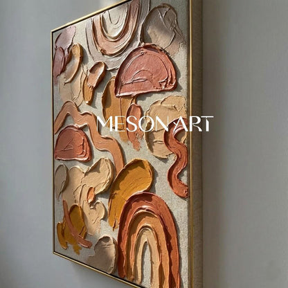 Bohemian Abstract Painting Arched Line Minimalism Textured Canvas Art