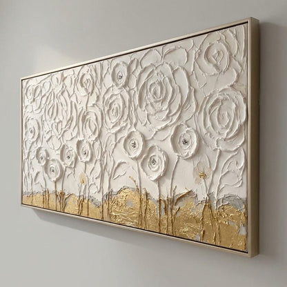 Flowers Texture Abstract Art Floral Canvas Art Plaster Flower Painting