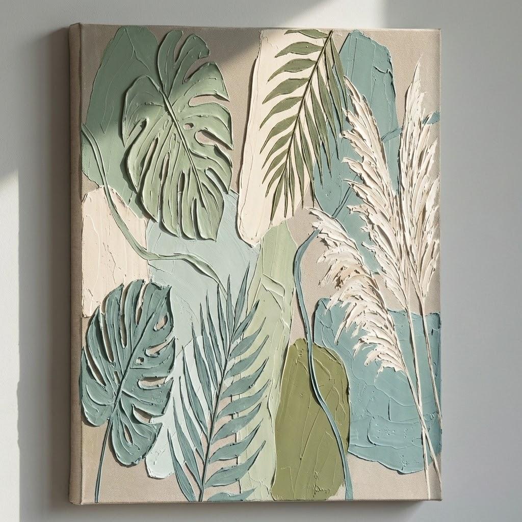 Sage Green Abstract Wall Art Decor Large Boho Minimalism Canvas Art 