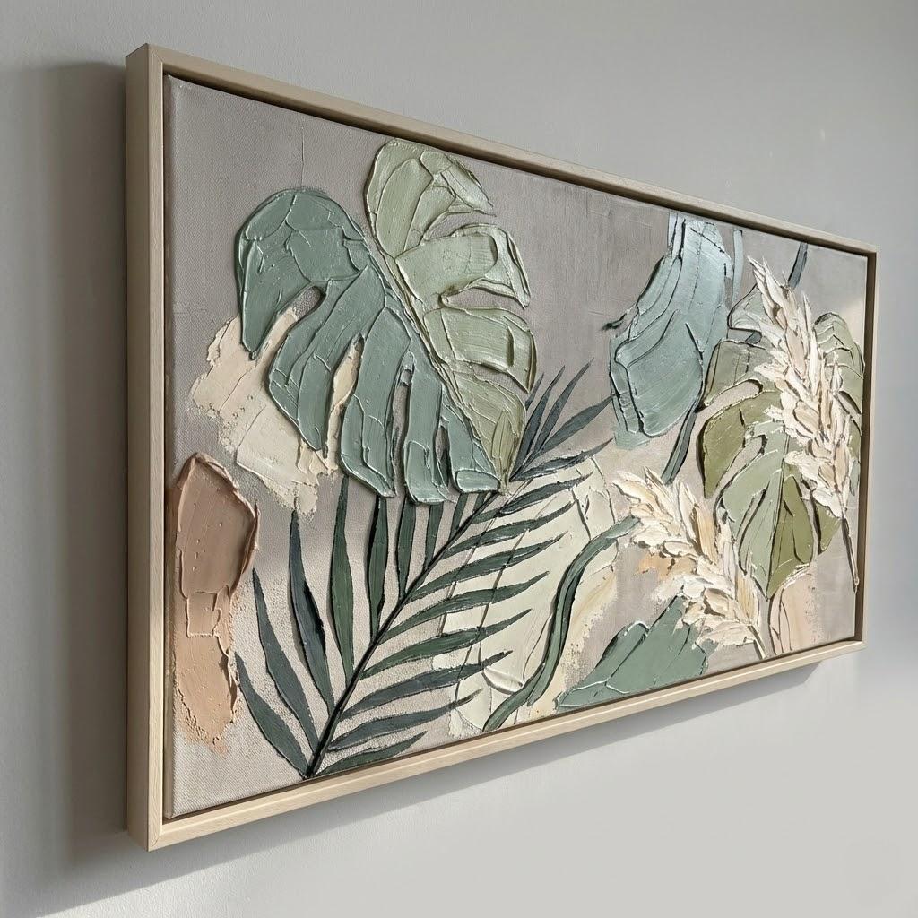Sage Green Wall Art Boho Wall Decor Botanical Canvas Painting Neutral Home Decor