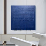 Blue 3D Abstract Painting Blue Textured Wall Art Blue Minimalist Abstract Canvas Art 3D Plaster Art