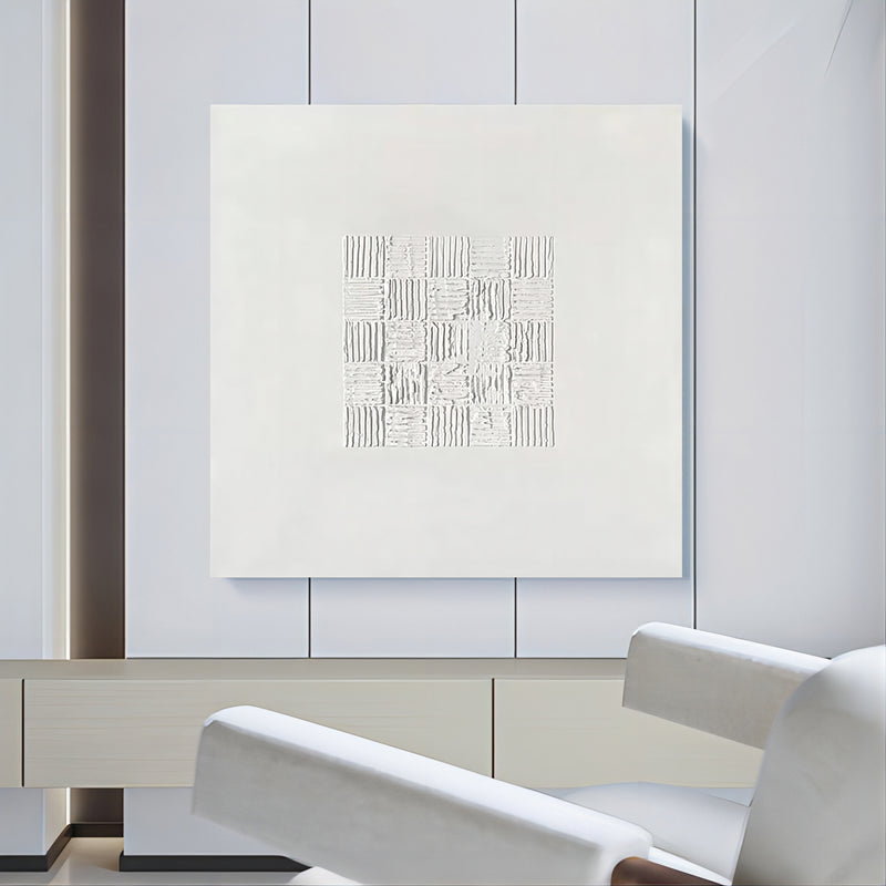 White 3D Textured Wall Art White 3D Plaster Art White Textured Acrylic Abstract Canvas Painting