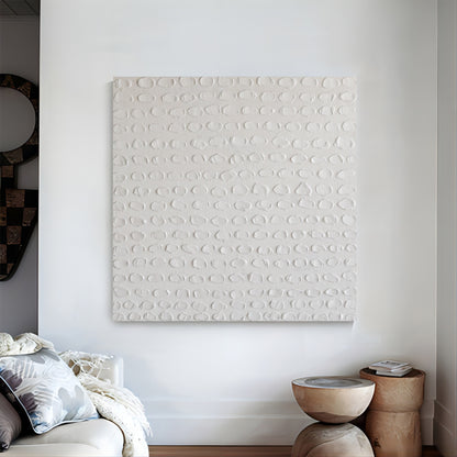 White 3D Minimalist Abstract Art White 3D Textured Abstract Painting White Plaster Abstract Wall Art
