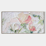 White Flower Plaster Art White 3D Flower Oil Painting Flower Textured Wall Art Large Flower Wall Decor