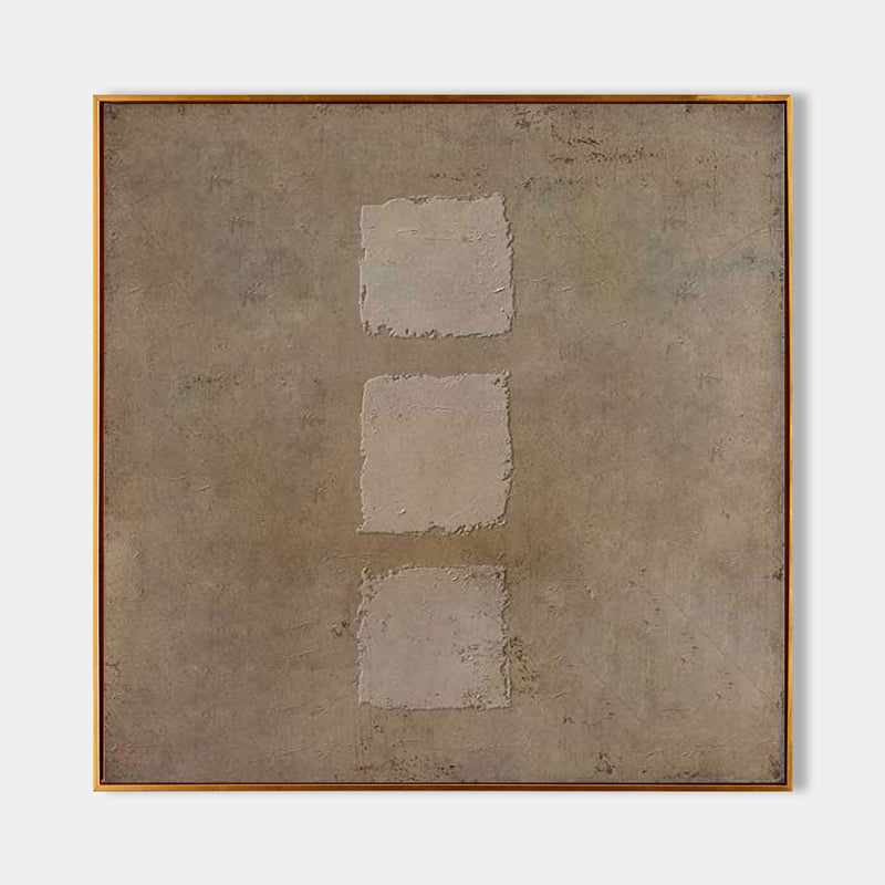 Wabi-Sabi Wall Art Brown Textured Acrylic Abstract Canvas Painting Earth Tone Minimalist Art