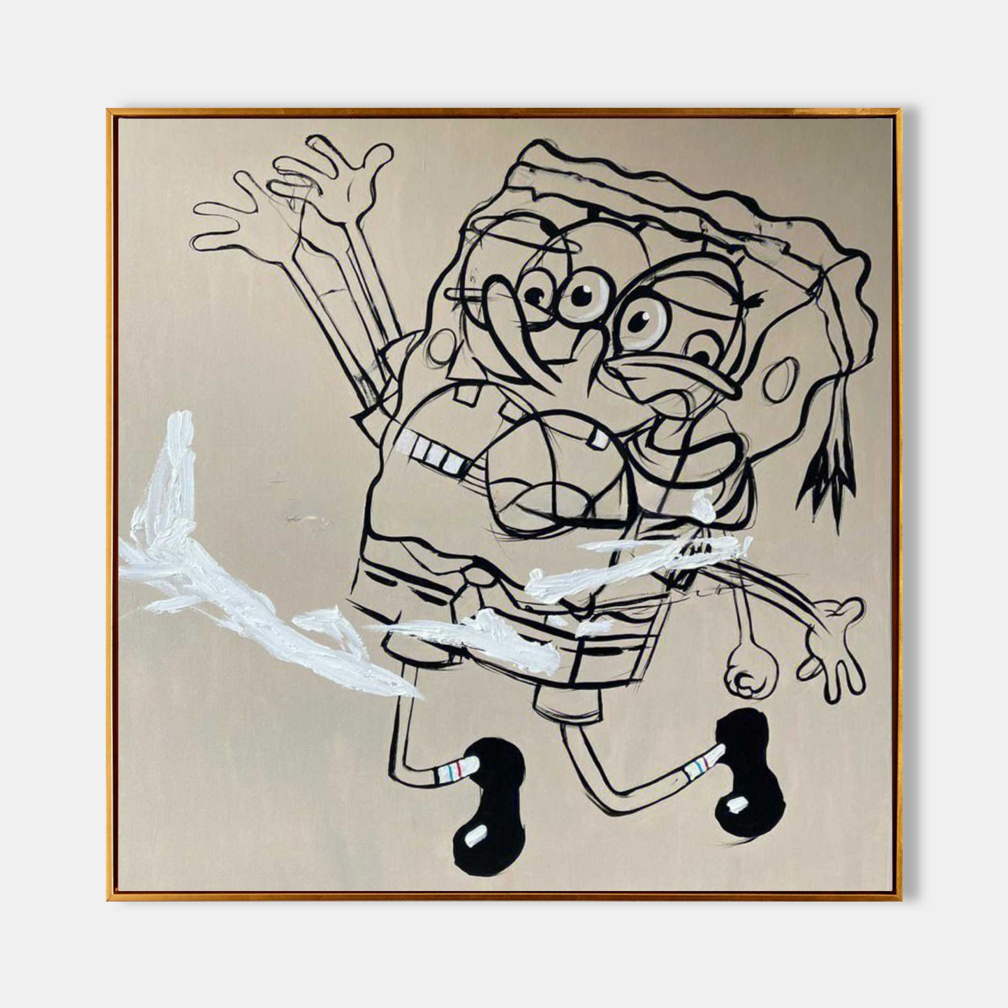 SpongeBob Squarepants Painting Cartoon Graffiti Art Children's room graffiti texture wall painting