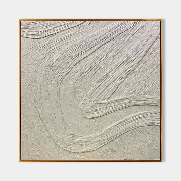 White Plaster Abstract Painting White Minimalist Canvas Art 3D Textured Wall Art Modern Plaster Art