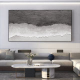 Oversized Horizontal Gray 3D Abstract Canvas Art WabiSabi Wall Art Textured Wall decoration Painting