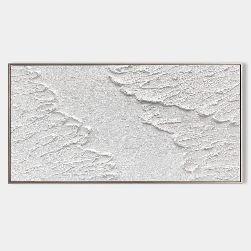 Large 3D White Abstract Art Minimalist Texture Wall Painting White Plaster Art On Canvas For Sale