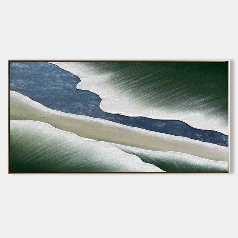 Large Green and White 3D Textured Abstract Painting Large 3D Textured Wall Art 3D Plaster Art
