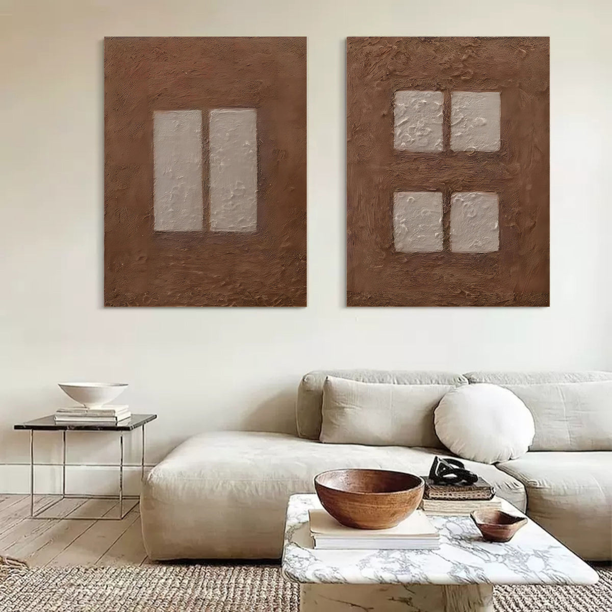 Brown 3D Abstract Art on Canvas WabiSabi Wall Art Textured Wall Art ...